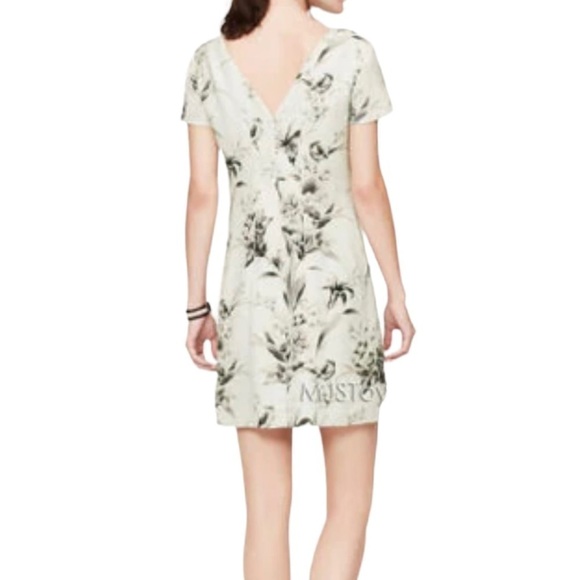 NWT ANN TAYLOR LOFT FLORAL LINEN V-BACK DRESS CUTE COMFY FLATTERING DRESS SZ 4 - Picture 2 of 12